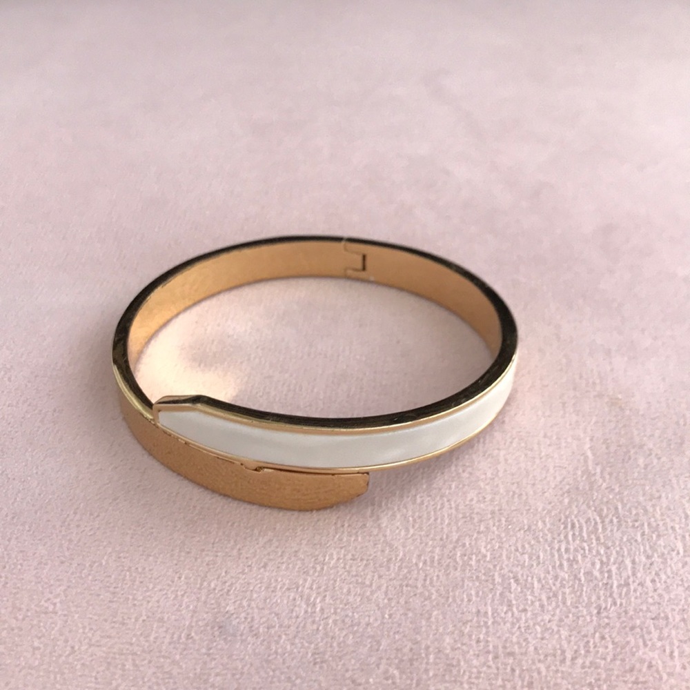 White Resin and Gold Plated Bangle Bracelet